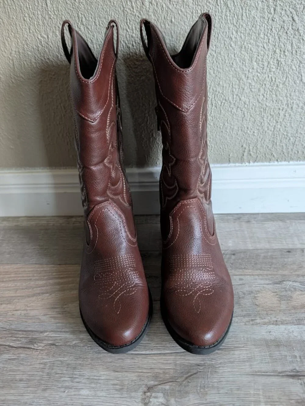 Cat & Jack Brown Faux Leather Cowgirl Boots - Size 3